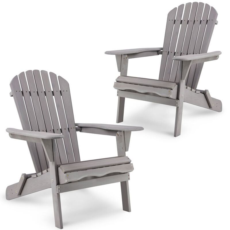 Wood Lounge Patio Chair For Garden Outdoor Wooden Folding Adirondack Chair Set Of 2