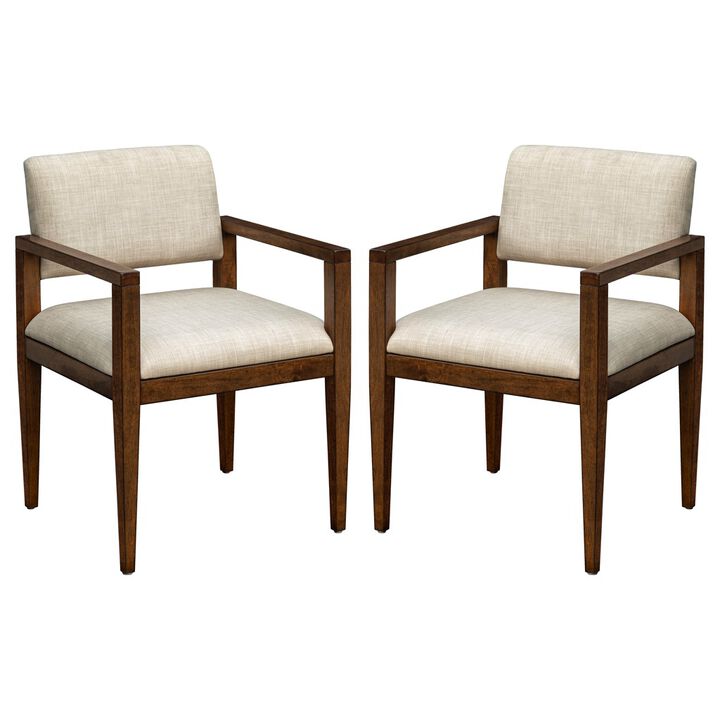 Gracie Mills Ossie Mid-Century Modern Upholstered Dining Chairs with Arms (Set of 2)
