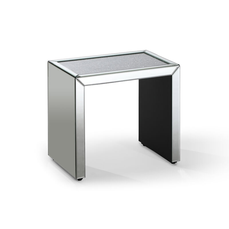 Decor 19.7 in. Silver Rectangle Glass Top Nesting End Table (3 Pieces)