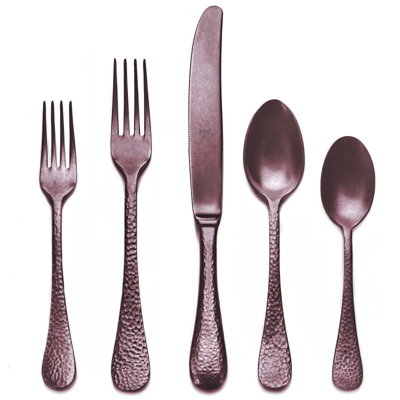 Epoque 5 Piece Flatware Set in Pewter Bronze