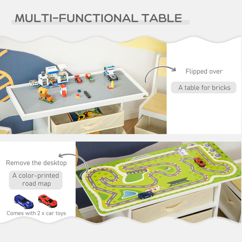 Kids Activity Table and Chairs Set with 3 Surfaces Including Kids Drawing Table