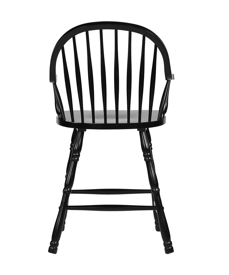 Black Cherry Selections 41 in. Antique Black with Cherry Rub High Curved Back Wood Frame 24 in. Bar Stool (Set of 2)