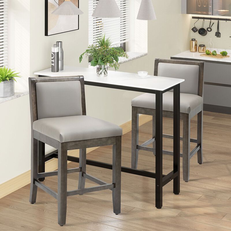 Gray Dining Chairs: Counter Height Bar Stools with Wood Legs