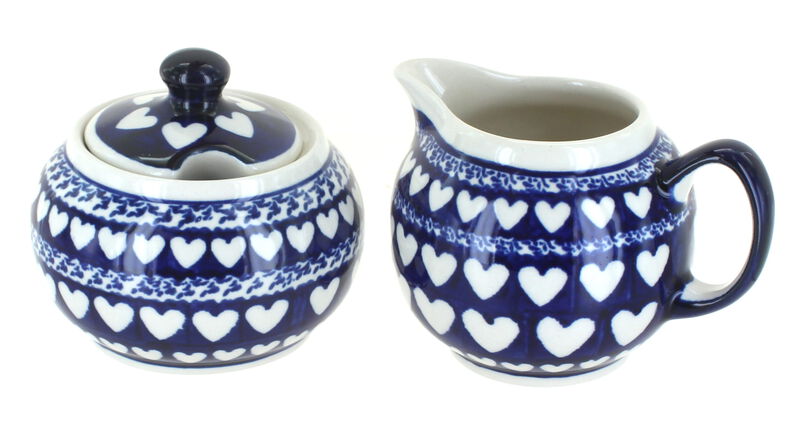 Blue Rose Polish Pottery Valentina Cream & Sugar Set