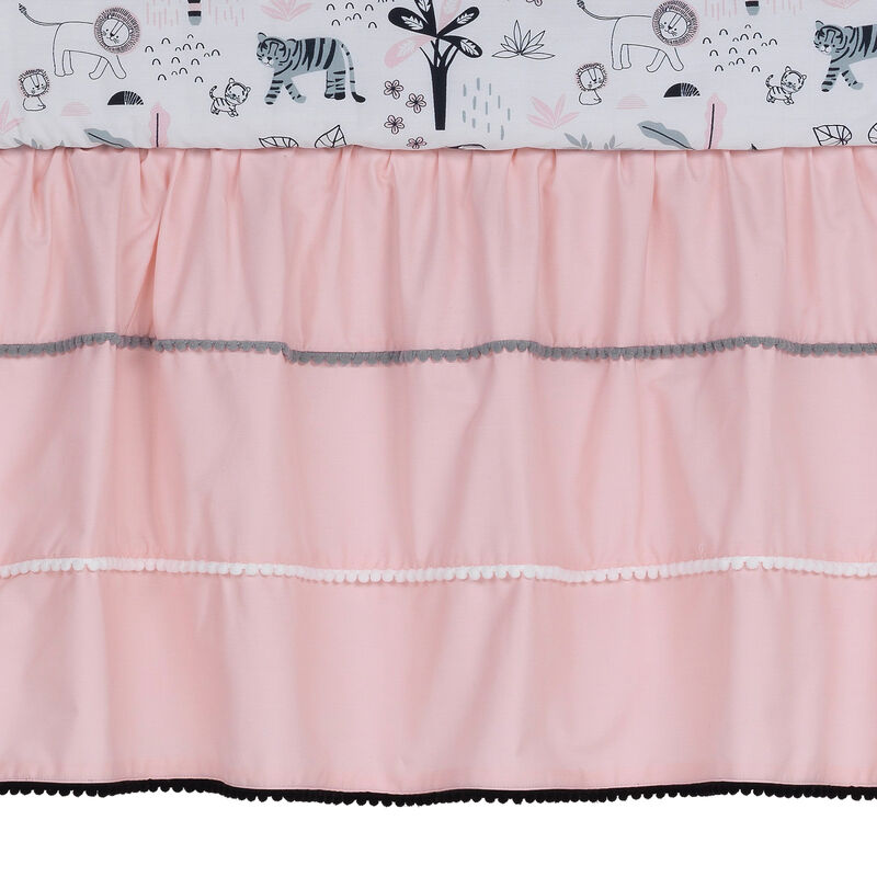 Lambs & Ivy Happy Jungle Pink/White Safari Nursery 5-Piece Crib Bedding Set