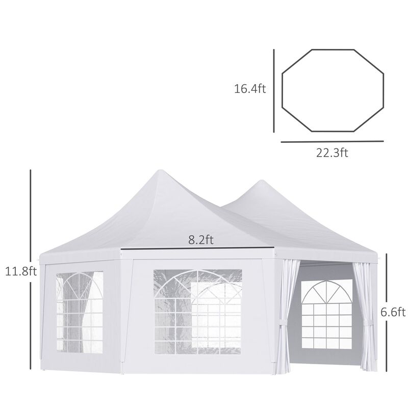 22 x 16 Large Octagon 8-Wall Party Canopy Gazebo Tent - White