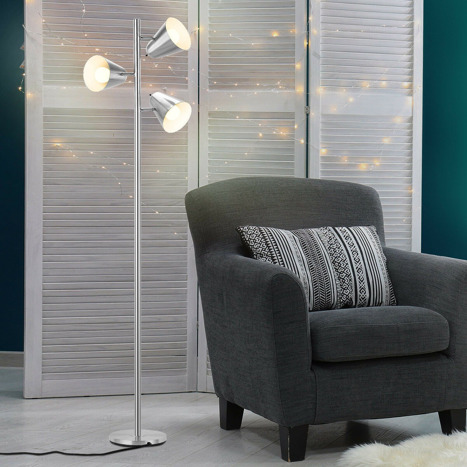 Slickblue 64 Inch 3 Light LED Floor Lamp Reading Light for Living