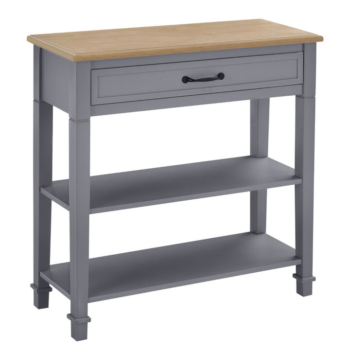 Grey Vintage Hallway: Retro-Styled Console Table with Large Storage