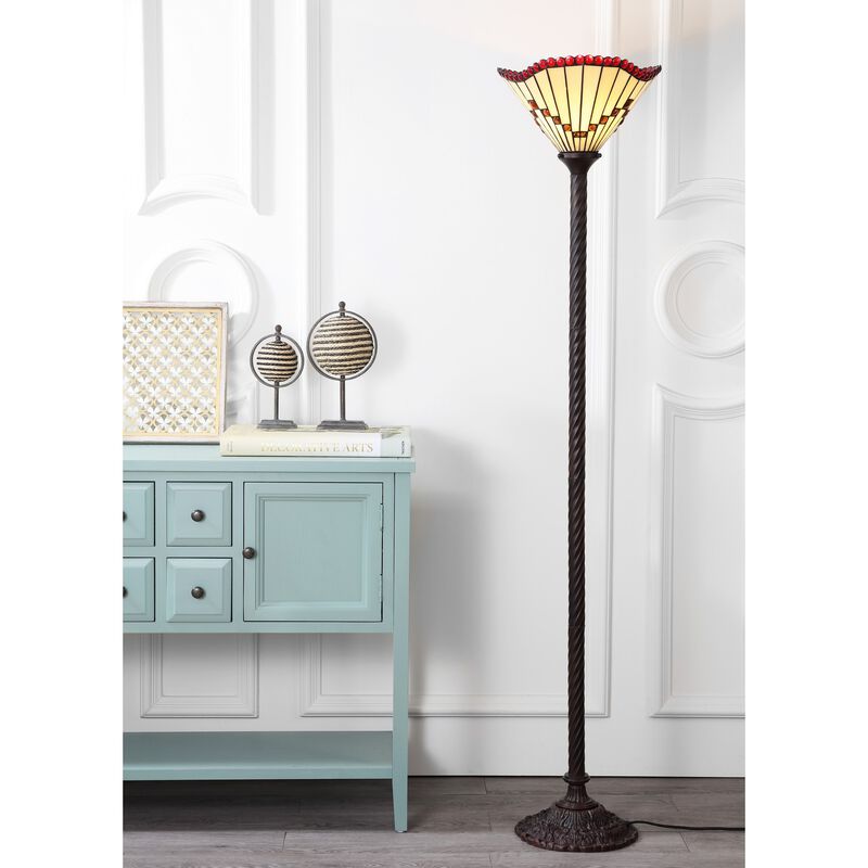 Smith Tiffany-Style 70.5" Torchiere LED Floor Lamp, Bronze