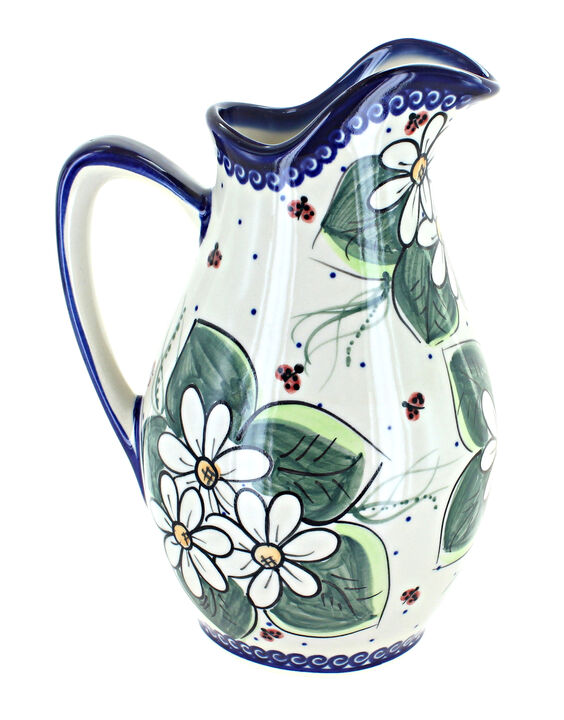 Blue Rose Polish Pottery Butterfly Pitcher