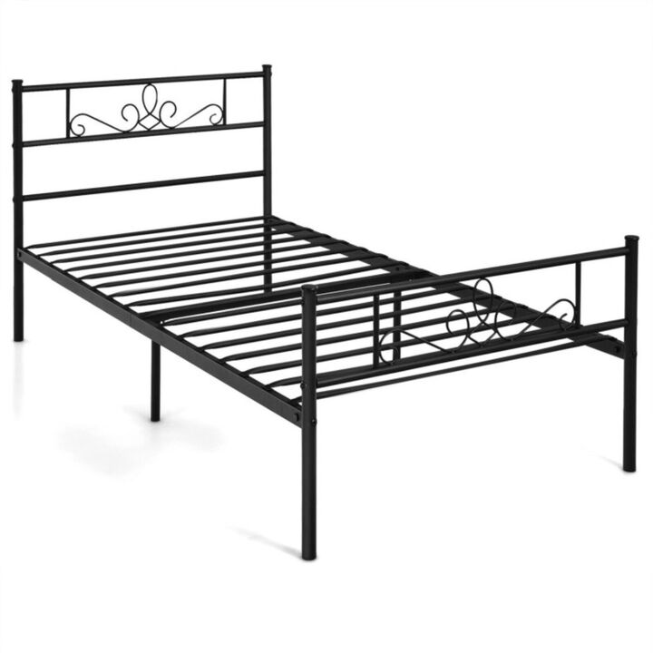 Metal Bed Frame with Headboard and Footboard