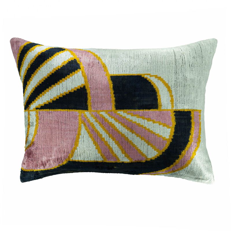 Light Deco Silk Velvet Ikat Pillow, 16" X 24" Case Only