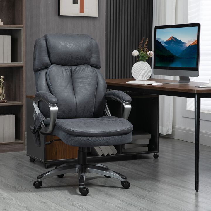 Charcoal Gray Big and Tall Office Chair: Reliable Vibration Massage Swivel PU Leather High Back Chair with Adjustable Height, Supports up to 400 lbs