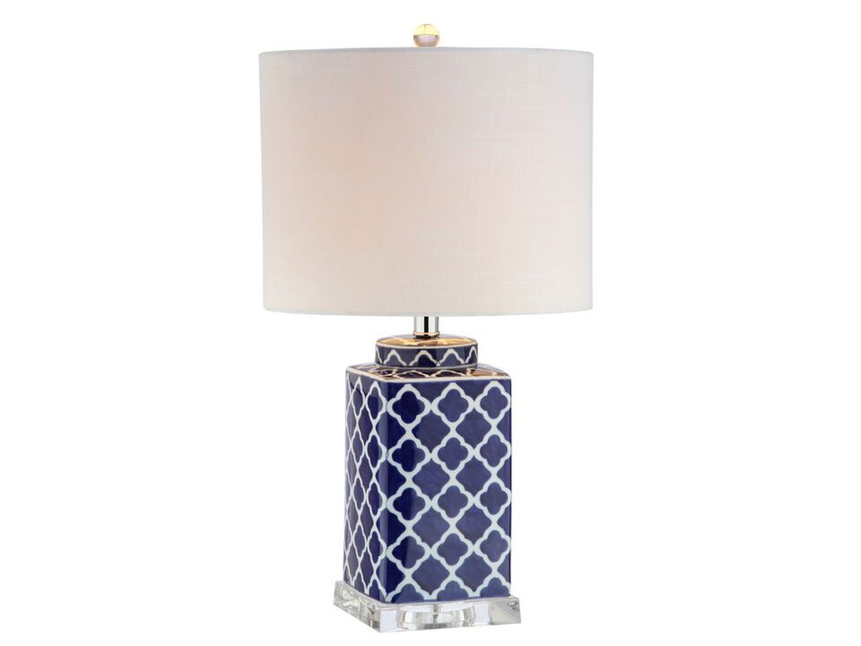 Clarke 23" Chinoiserie LED Table Lamp, Blue/White