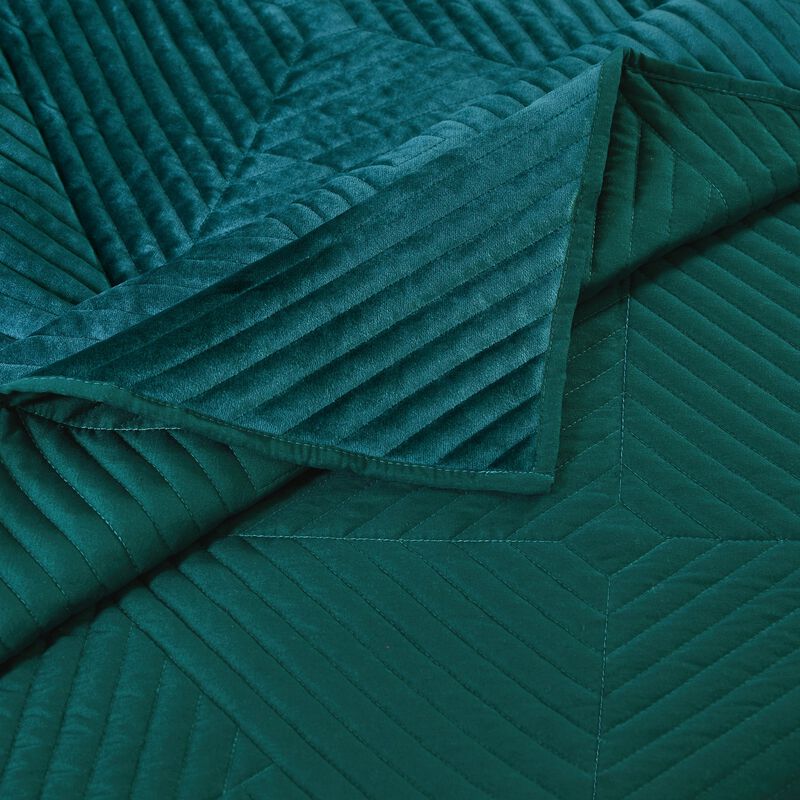 Ahab 60 x 50 Quilted Throw Blanket, Polyester Filling, Teal Dutch Velvet-Benzara