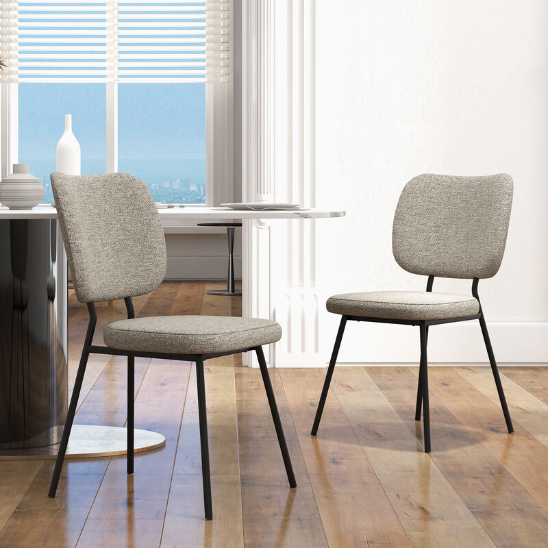 Set of 2 Modern Armless Dining Chairs with Linen Fabric
