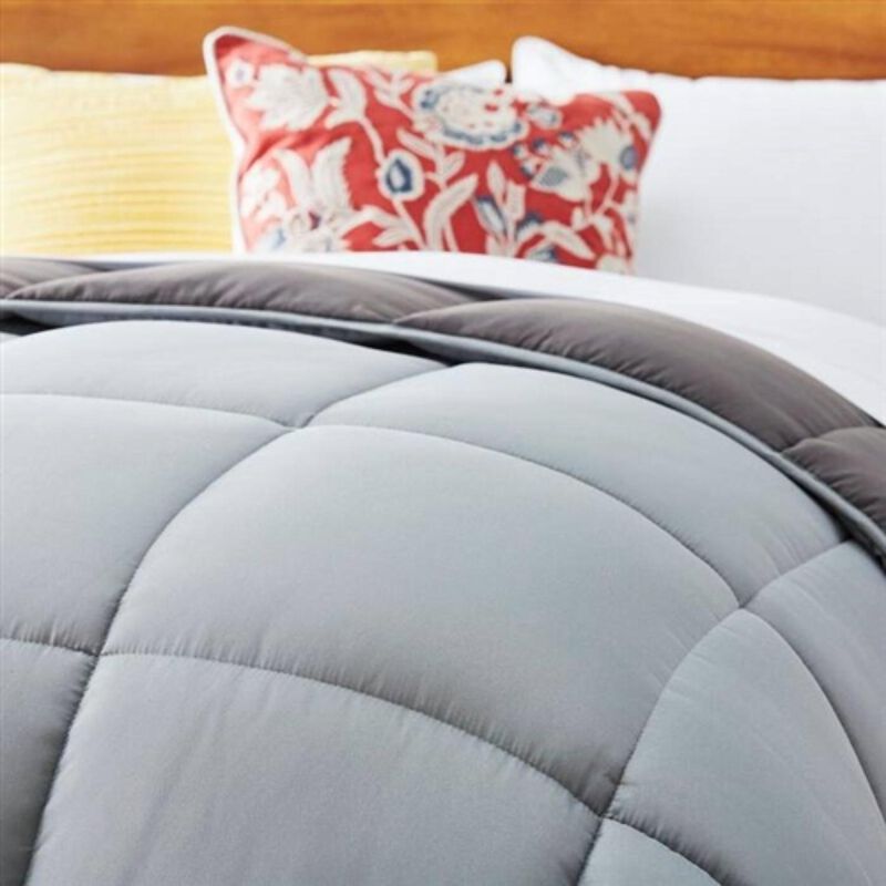 Hivvago Twin Size All Seasons Plush Light/Dark Grey Reversible Polyester Down Alternative Comforter