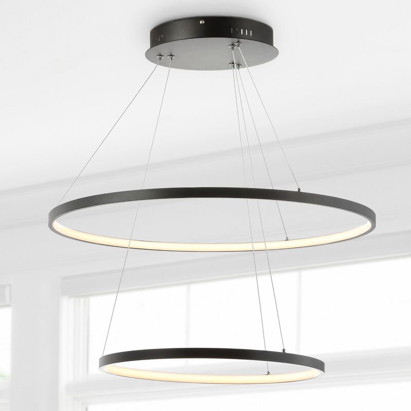 Brice 24" Round Integrated LED Metal Pendant, Matte Black