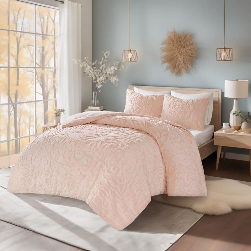 Gracie Mills Ray 3-Piece Boho-Inspired Tufted Cotton Chenille Medallion Comforter Set