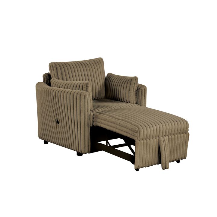 Convertible Sofa Bed Chair Pullout Single Sleeper Chair Bed with USB and Pillows for Living Room