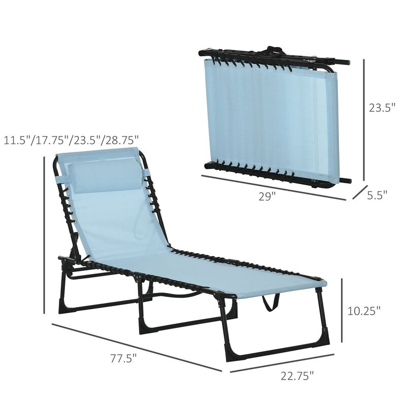 Baby Blue Patio Recliner: 4-Position Folding Chaise Lounge Chair