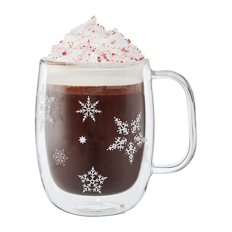 ZWILLING Sorrento Double Wall Glass Snowflake Coffee Mugs, Set of 4, 12oz. Each