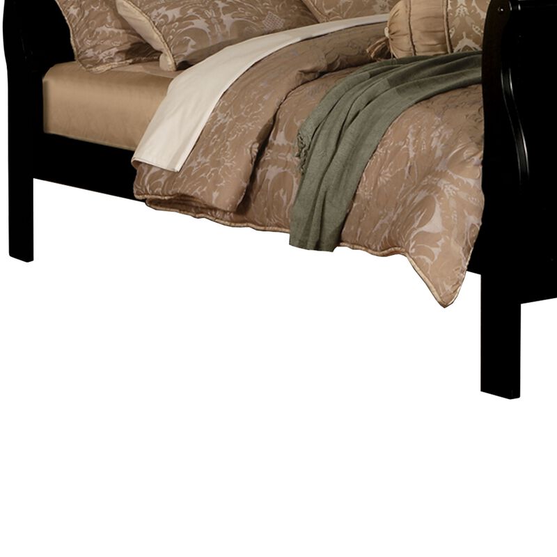 Louis Philippe III Queen Bed, Black-Benzara