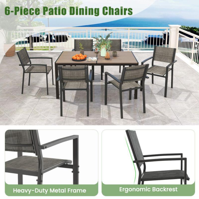 Hivvago 7 Piece Outdoor Dining Set with 6 Stackable Chairs and Large Rectangle Table