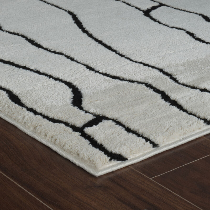 Domus Abstract Modern Cream Black Indoor Area Rug