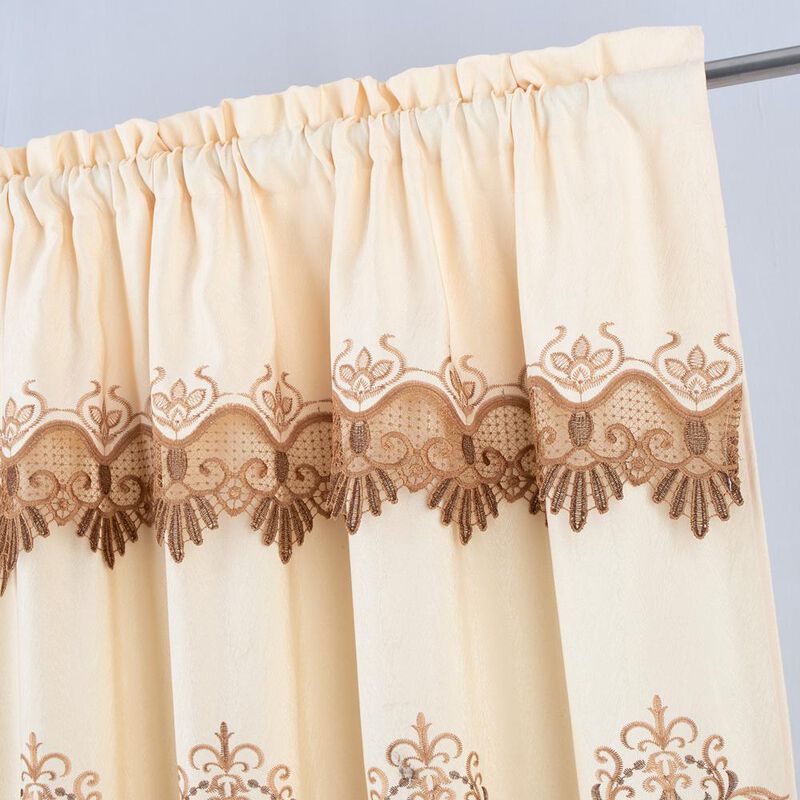 RT Designers Collection Bonnie Macrame Rod Pocket Room Darkening Curtain Panels for Living Room 52" x 84" Ivory