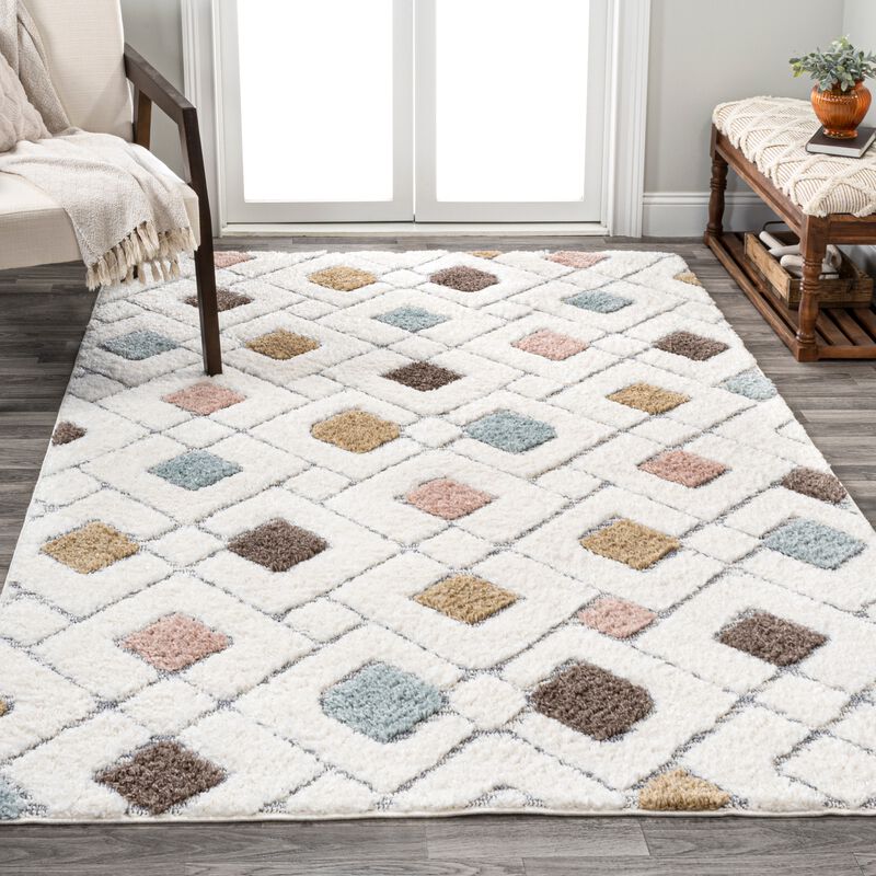 Astrid Retro Trellis High-Low Area Rug