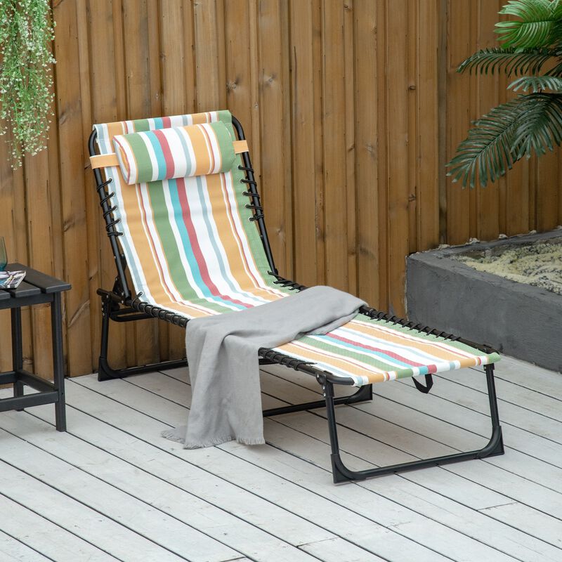 Colored Sun Lounger: Folding Chaise with 4-Position Backrest for Patio, Deck