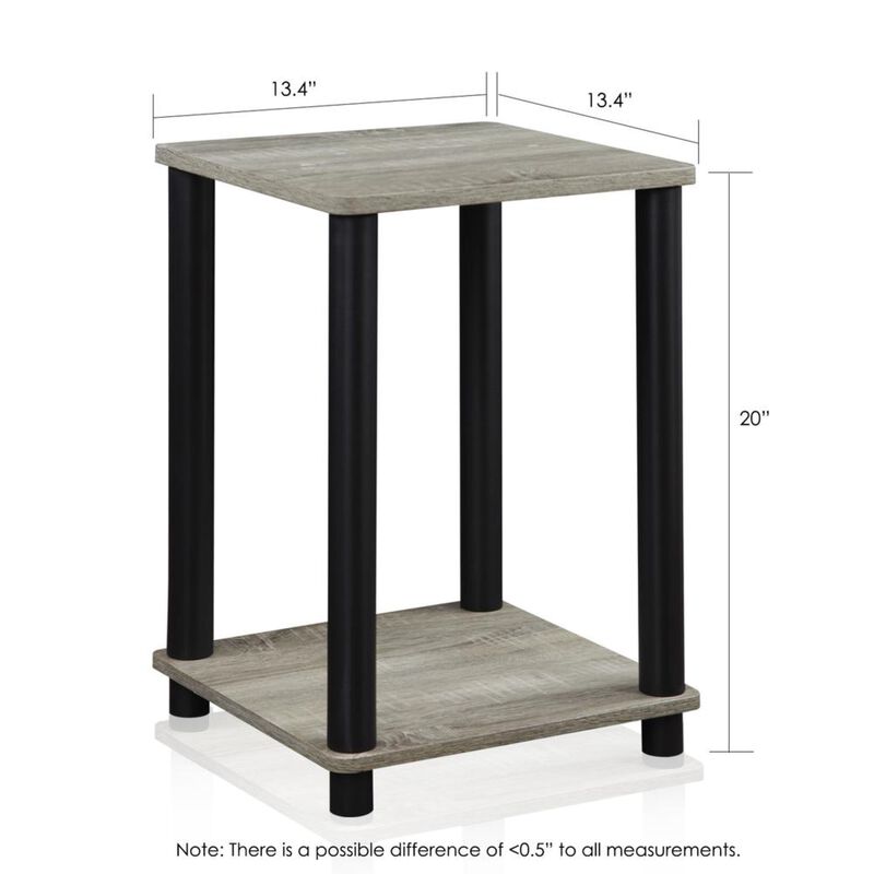 FURINNO Stylish End Table, French Oak Grey/Black,2-Pack (2-99800GYW)