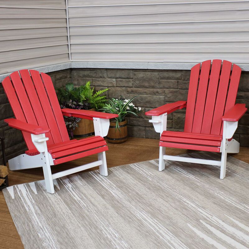 Sunnydaze Set of 2 Adirondack Chairs with Drink Holder