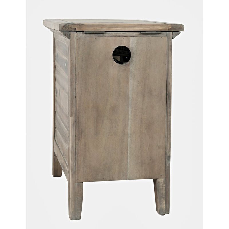 Jofran Inc. Rustic Shores Farmhouse USB Charging End Table with Storage, Grey Wash