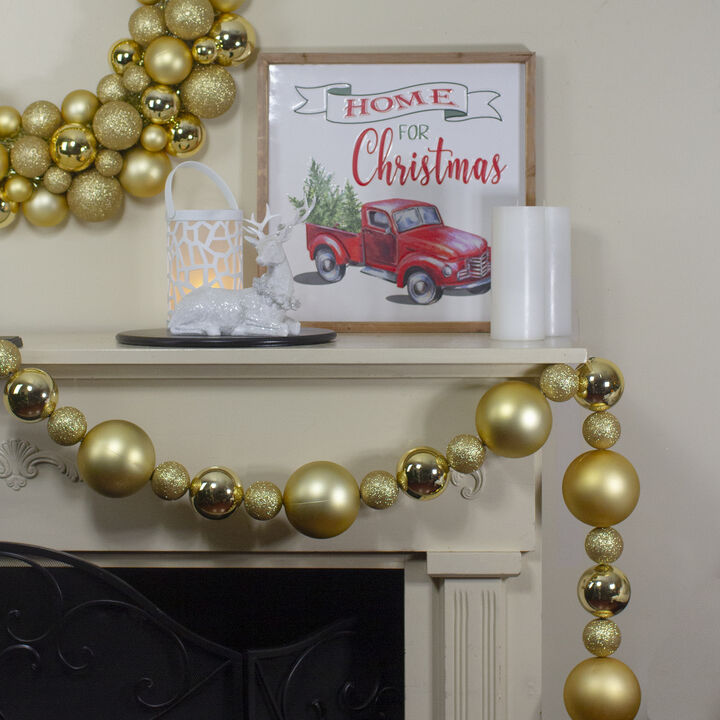 6’ Vegas Gold 3-Finish Shatterproof Ball Christmas Garland