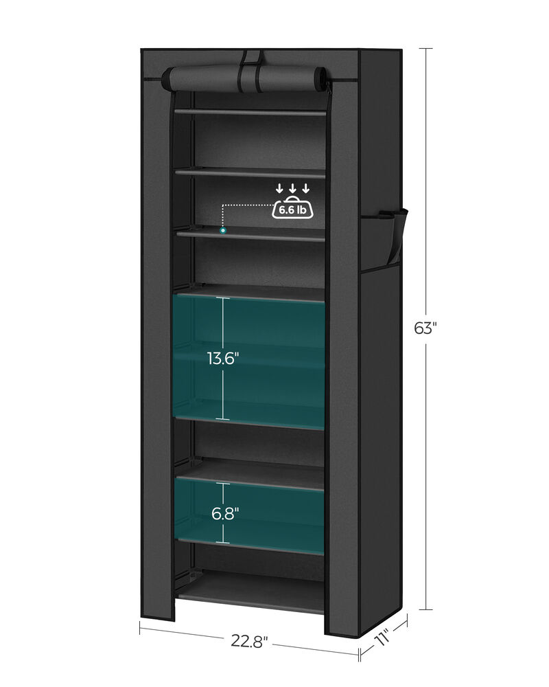 9-Tier Shoe Tower Rack with Cover 40 to 50 Pair Space Saving Shoe Storage Organizer