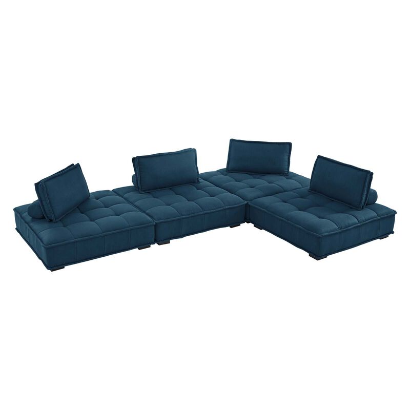 Saunter Tufted Fabric 4-Piece Sectional Sofa Blue