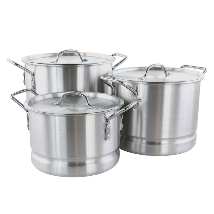 Gibson Home Breton 3 Piece Aluminum Stockpot With Steamer and Lid