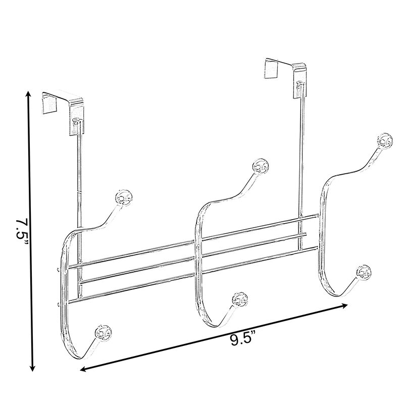 Chrome 6 Hook Hanger Organizer, Hang Over The Door Kitchen Vanity Towel Hook, Entryway Coat Rack