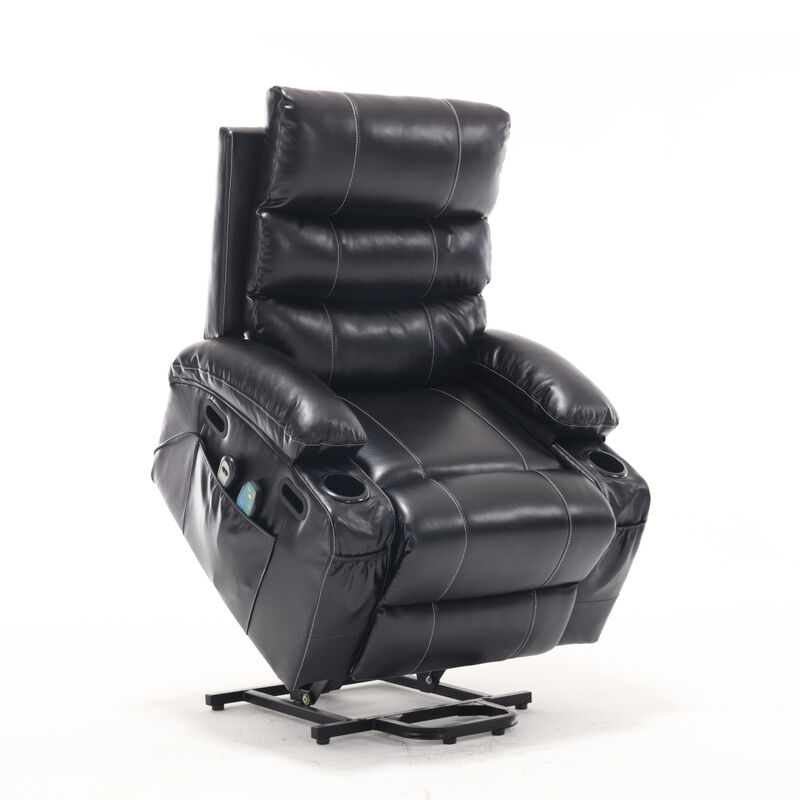 21"seat width, large size Electric Power Lift Recliner Chair Sofa for Elderly, 8 point vibration Massage and lumber heat, Remote Control, Side Pockets and Cup Holders, cozy fabric, overstuffed arm pu