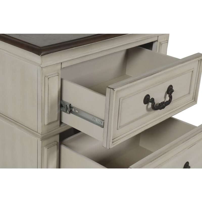 New Classic Furniture Furniture Anastasia Solid Wood Frame Nightstand in Antique White