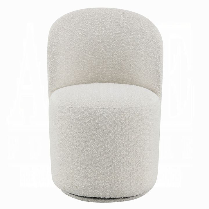 Accent Chair Set of 2, 360 Degree Swivel Rotation, Beige White Boucle