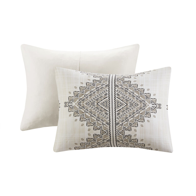 Gracie Mills Modern Geometric 4-Piece Printed Comforter Set with Throw Pillow