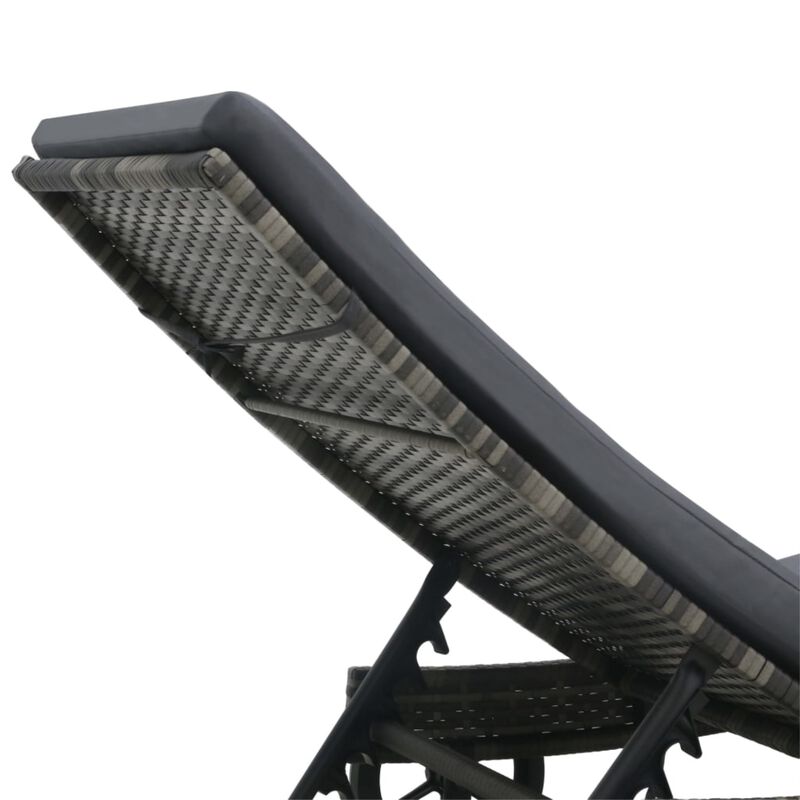 vidaXL Outdoor Sunlounger with Wheels and Cushion, Poly Rattan Furniture, Adjustable Backrest, Anthracite - Ideal for Garden, Patio, Balcony