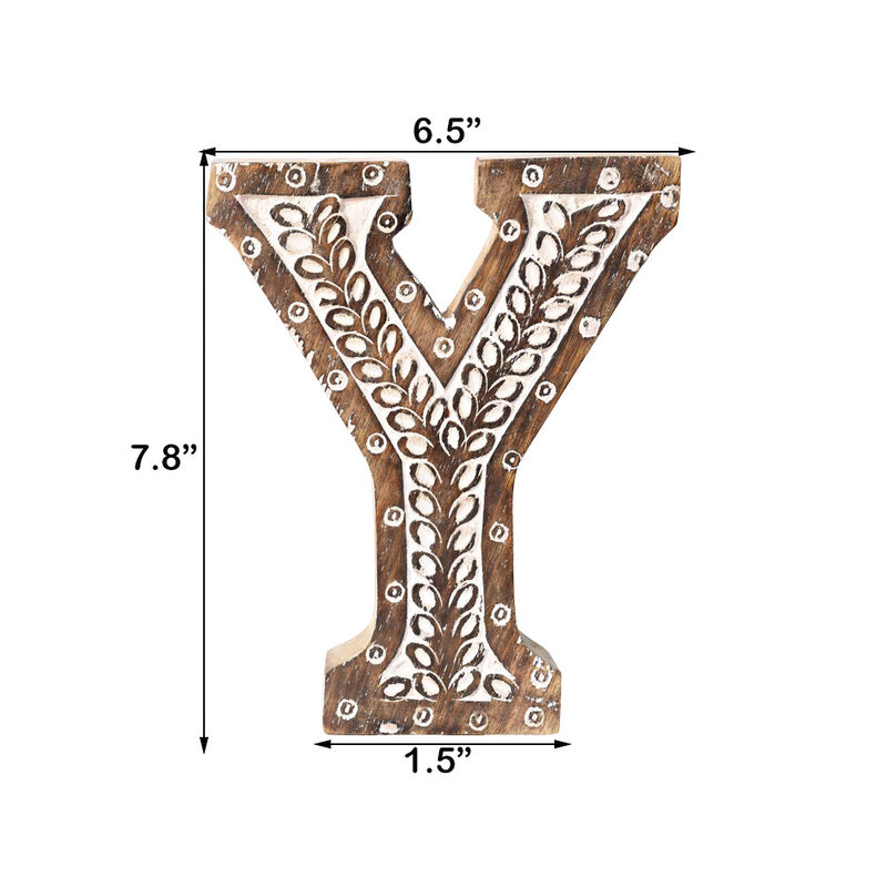 Vintage Natural Handmade Eco-Friendly "Y" Alphabet Letter Block For Wall Mount & Table Top Décor