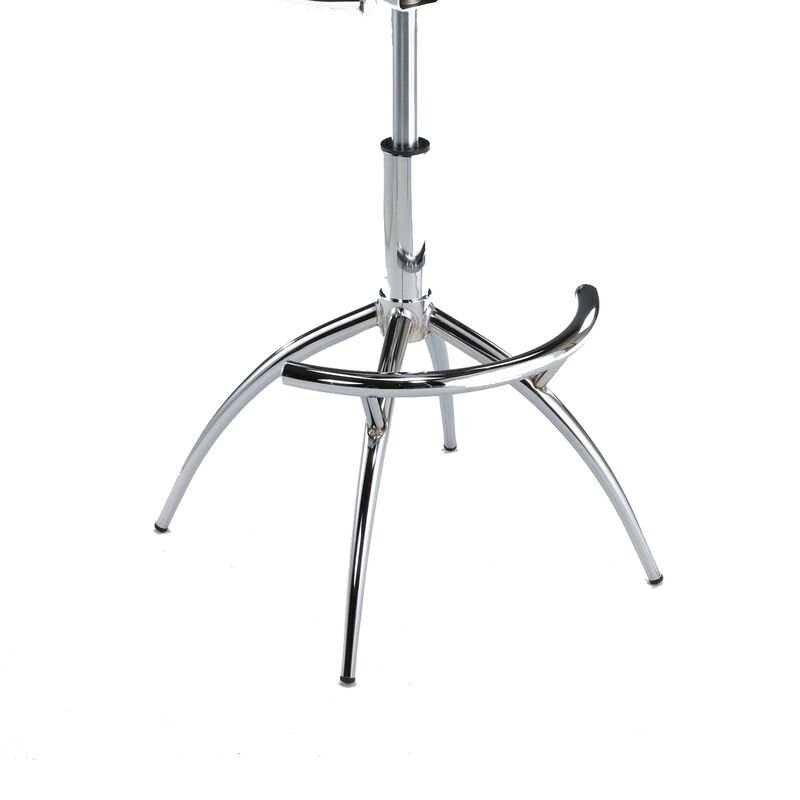 Deko 26-31 Inch Adjustable Height Barstool Chair, Set of 2, Chrome Brown Faux Leather - Benzara