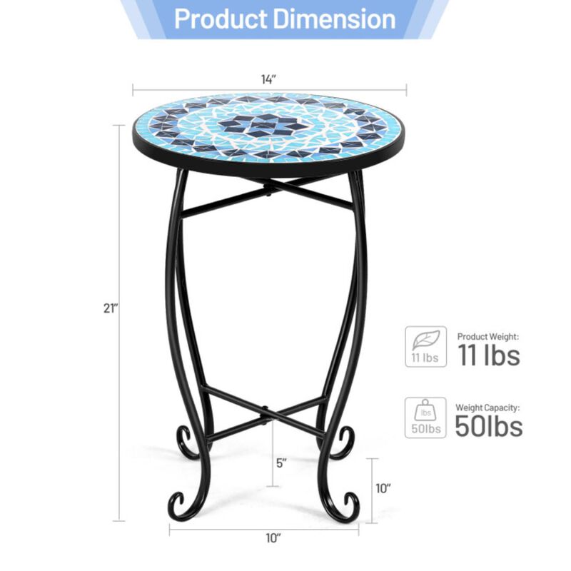 Hivvago Folding Mosaic Side Table for Living Room