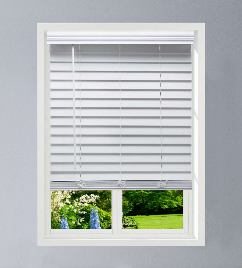 Linen Avenue Custom Cordless Faux Wood Blind White, Flush Inside Mount