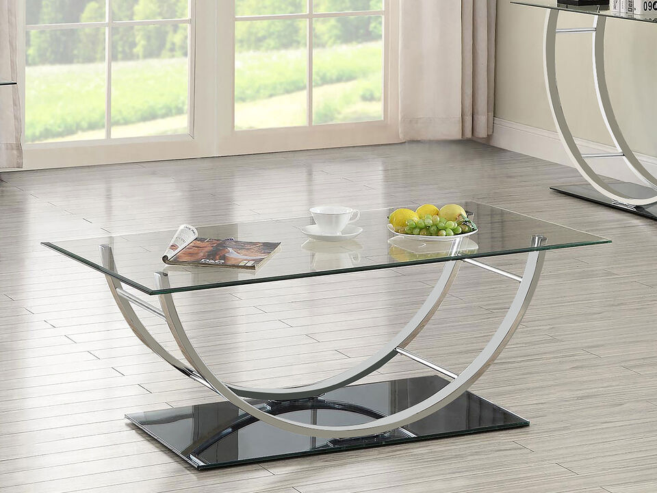 Coaster Danville Rectangular U-Shaped Glass Top Coffee Table Chrome